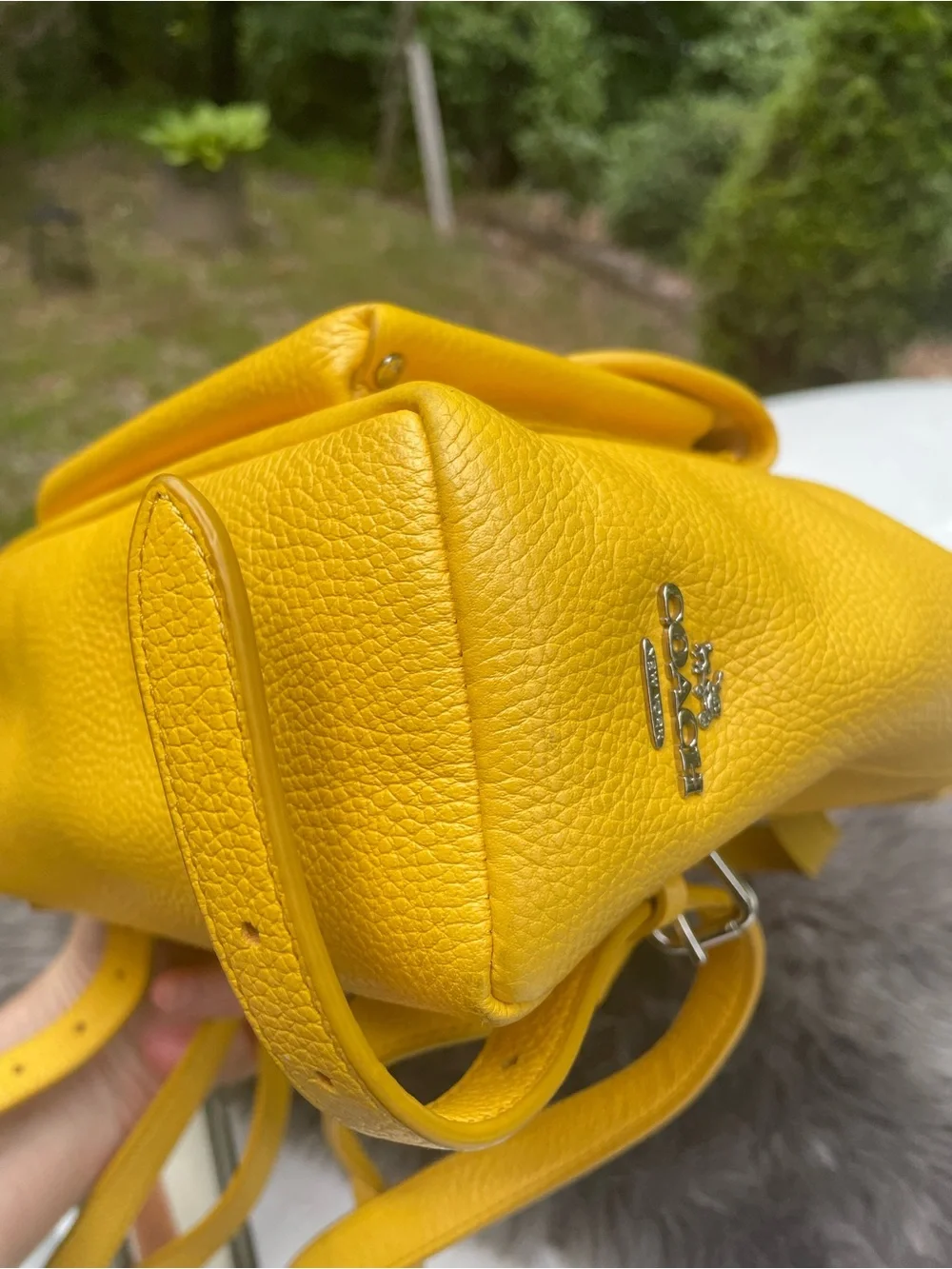 Coach Yellow Pebbled Leather Mini Backpack Bag